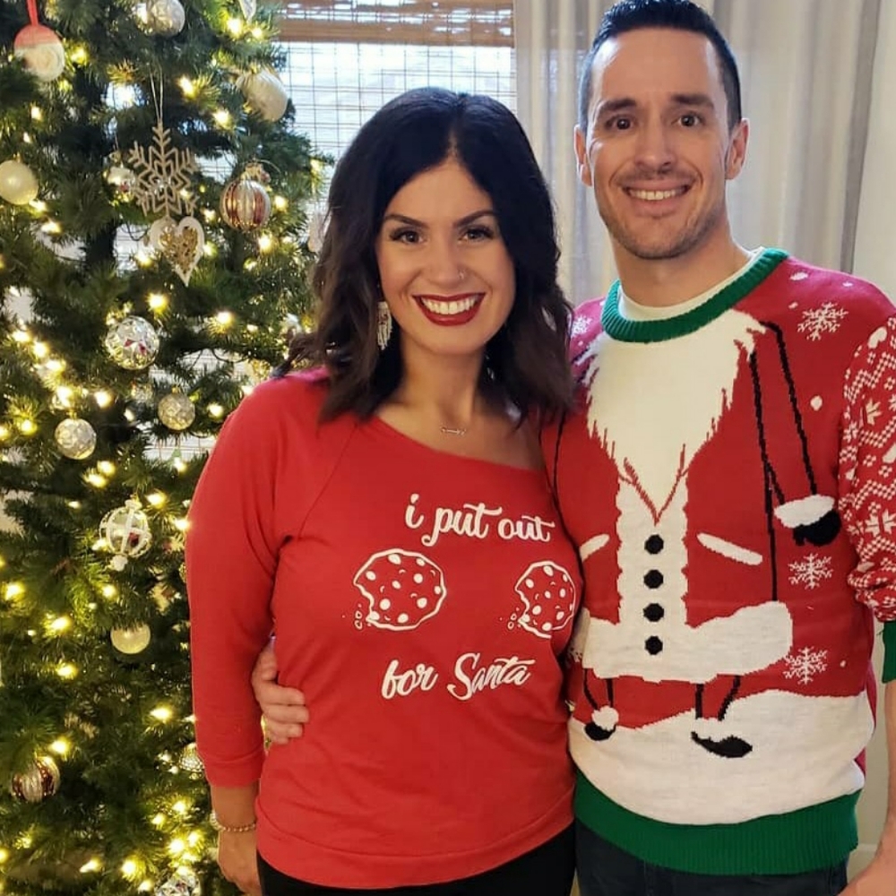 Off shoulder funny Christmas Sweater